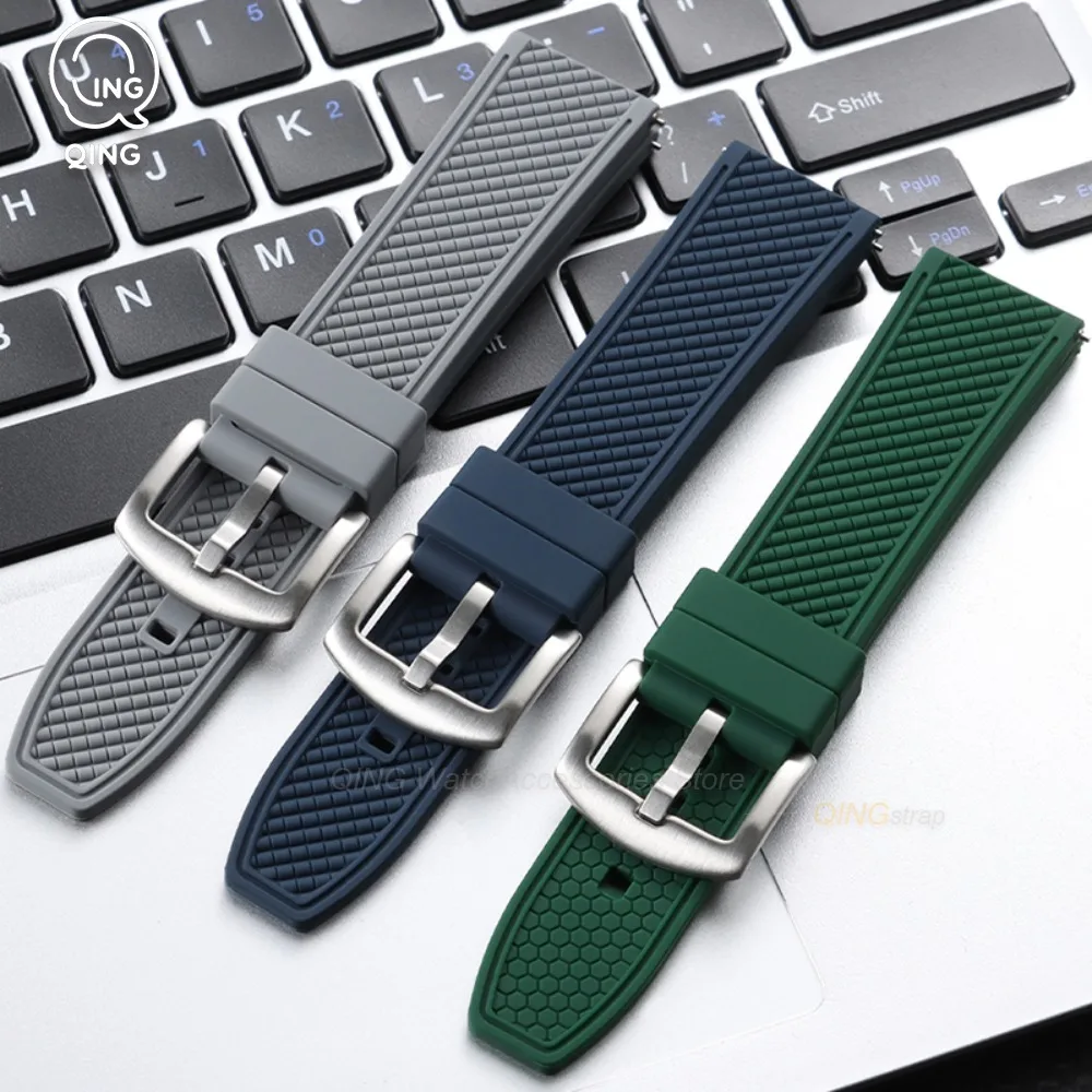 20/22mm New Waterproof Silicone for Omega Plaid Pattern Rubber Bracelet for Samsung for Huawei Watchband Quick Release Wristband