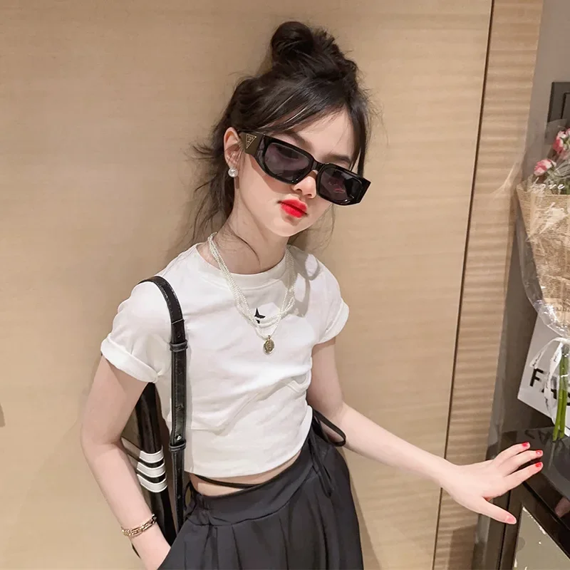 Girls Summer Suit Fashion Short Sleeve T-shirt Formal Pants Two Pieces Teenage Kids Boutique Clothes 10 12 Year Children Clothes