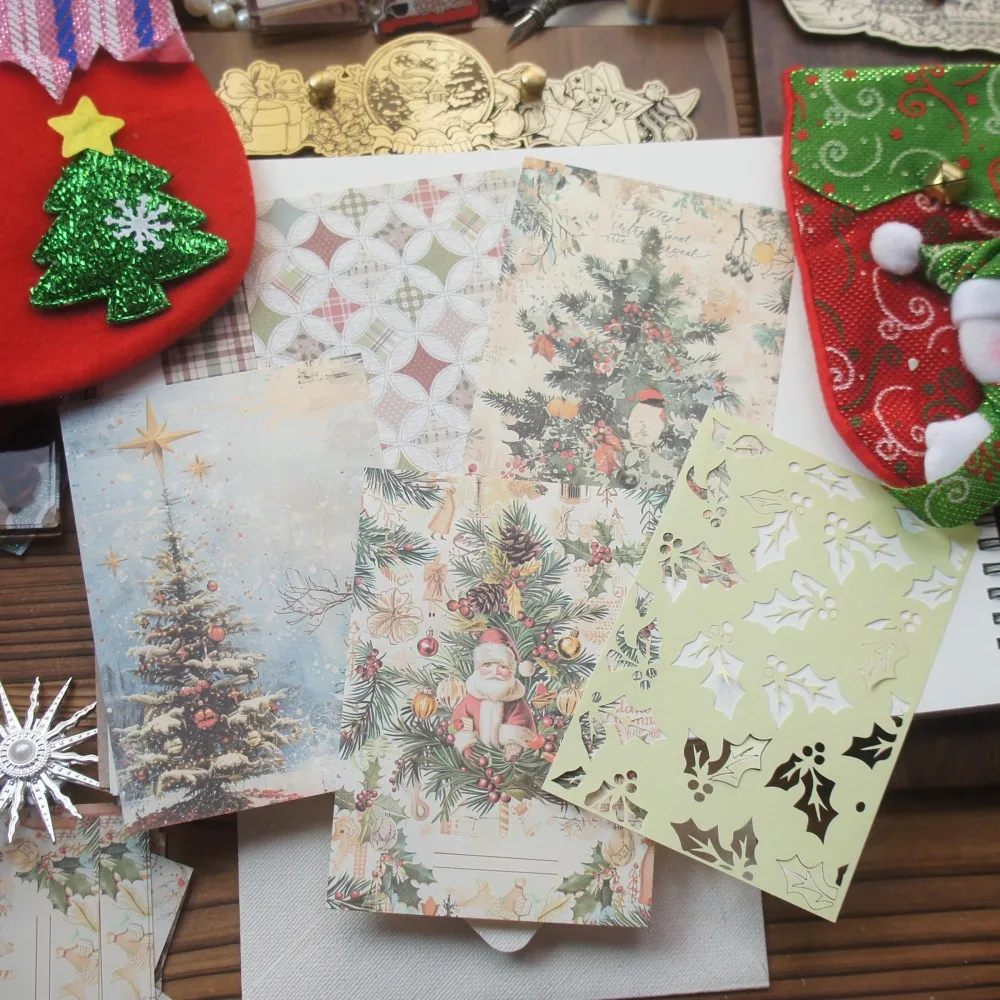 

28 Sheets Christmas Hollow Out Tree and Holly Design Paper Creative Craft Paper Background Scrapbooking DIY Gift Use