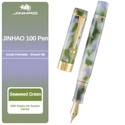 Jinhao-pluma estilográfica de resina centenaria 100, EF/F M/punta doblada, Clip dorado, suministros escolares de oficina y negocios, papelería PK 9019