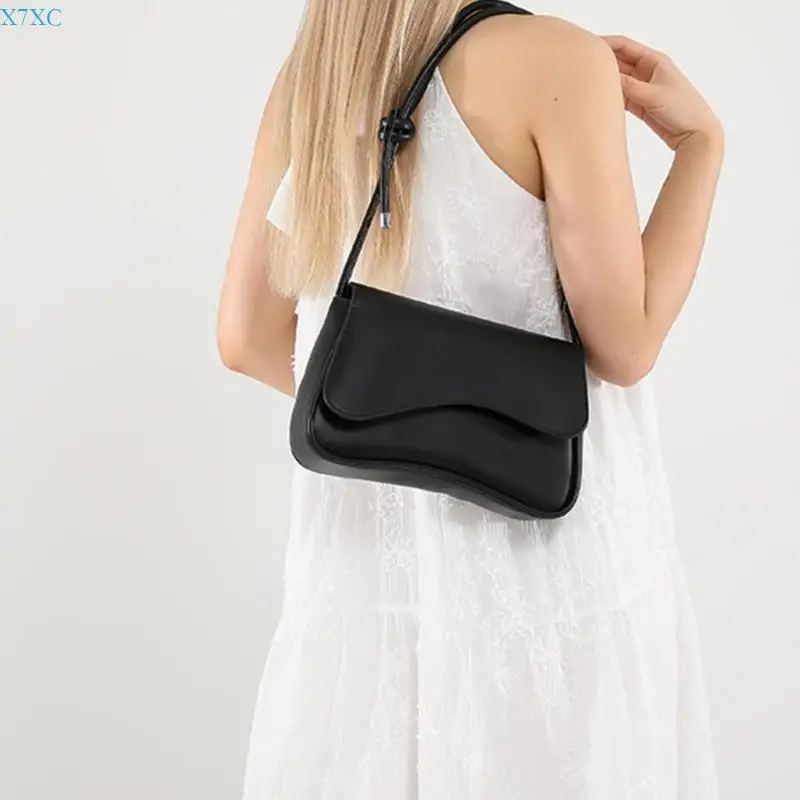 

X7XC Small Square Bag PU Leather Shoulder Bags Easy Access Closure Underarm Purse for Women and Girls