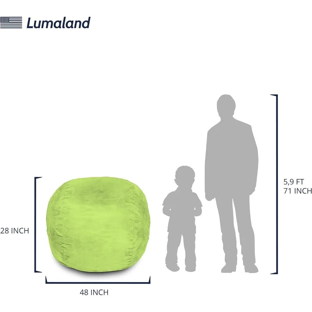 كرسي بين باج كبير فائق النعومة بطول 4 أقدام مع غطاء من جلد الغزال الدقيق قابل للغسل - أريكة مريحة مملوءة بالرغوة للأطفال والمراهقين #3