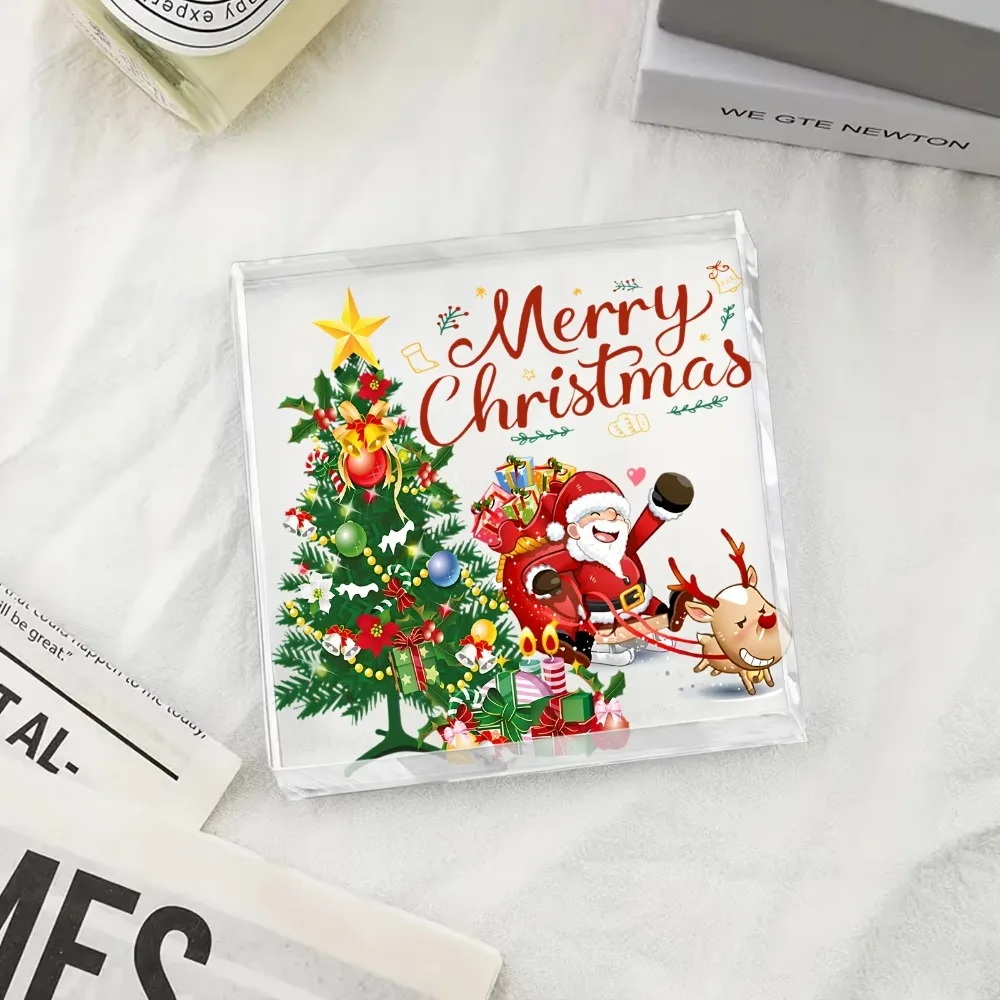 CIFBUY Acrylic Christmas Tree Reindeer Sleigh Plaque Cozy Living Room Study Table Window Party Decor Warm Holiday Gift For Famil