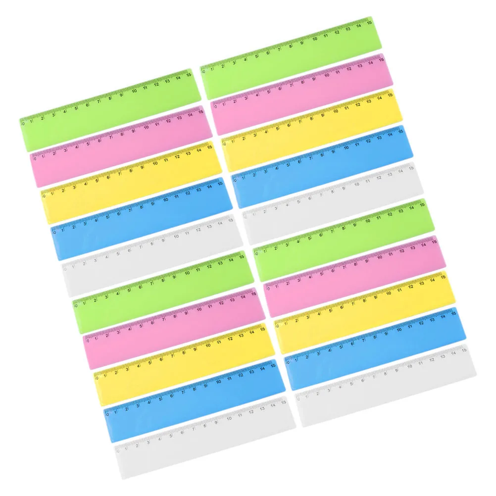 Reglas medidoras de plástico de colores, 25 uds., reutilizables, ligeras, portátiles, multifunción, accesorios para el aula de dibujo