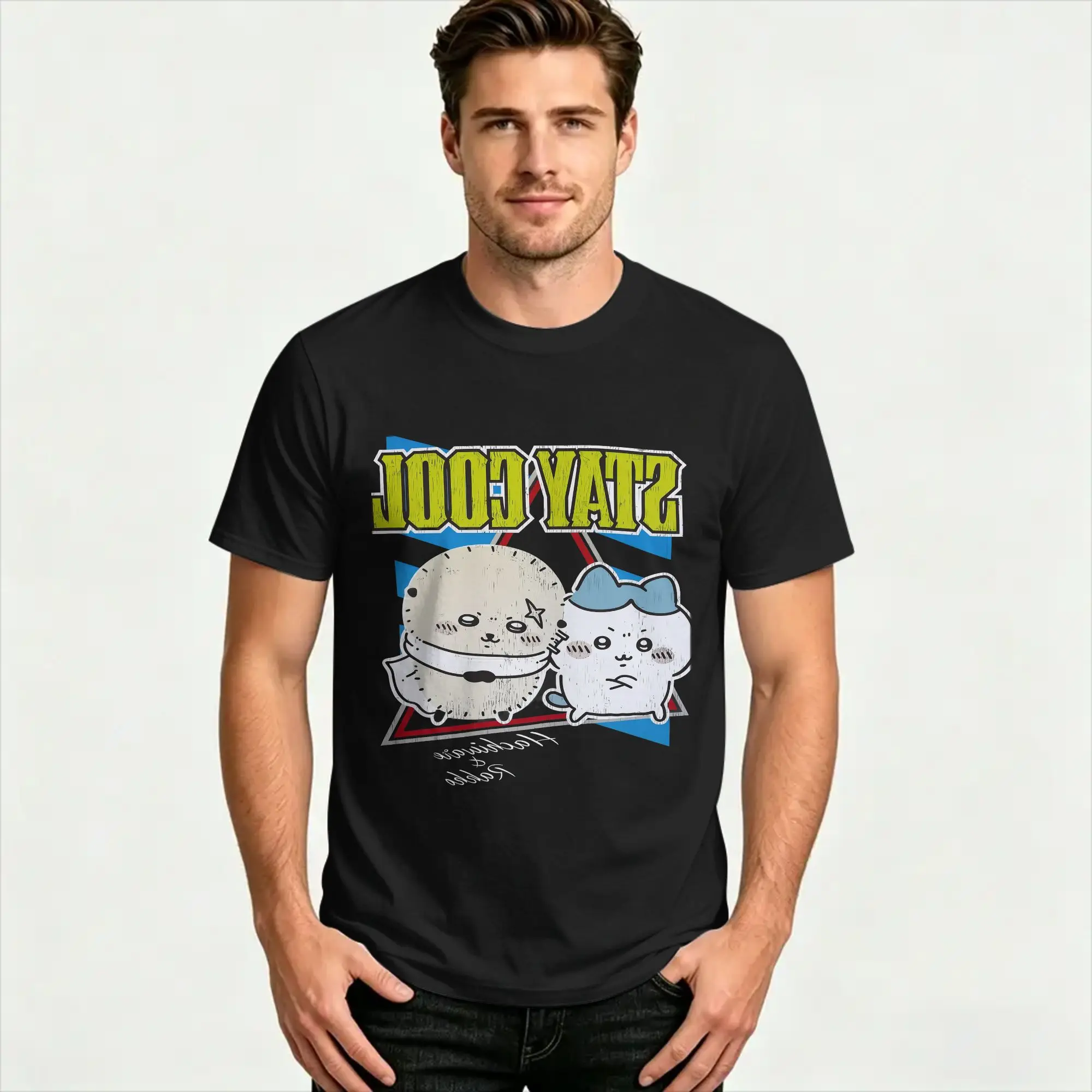 Chiikawa Usagi Hachiware T Shirt Summer  Vintage T-Shirts 100% Cotton Trendy Cool Tshirt For Male Custom Logo Tops