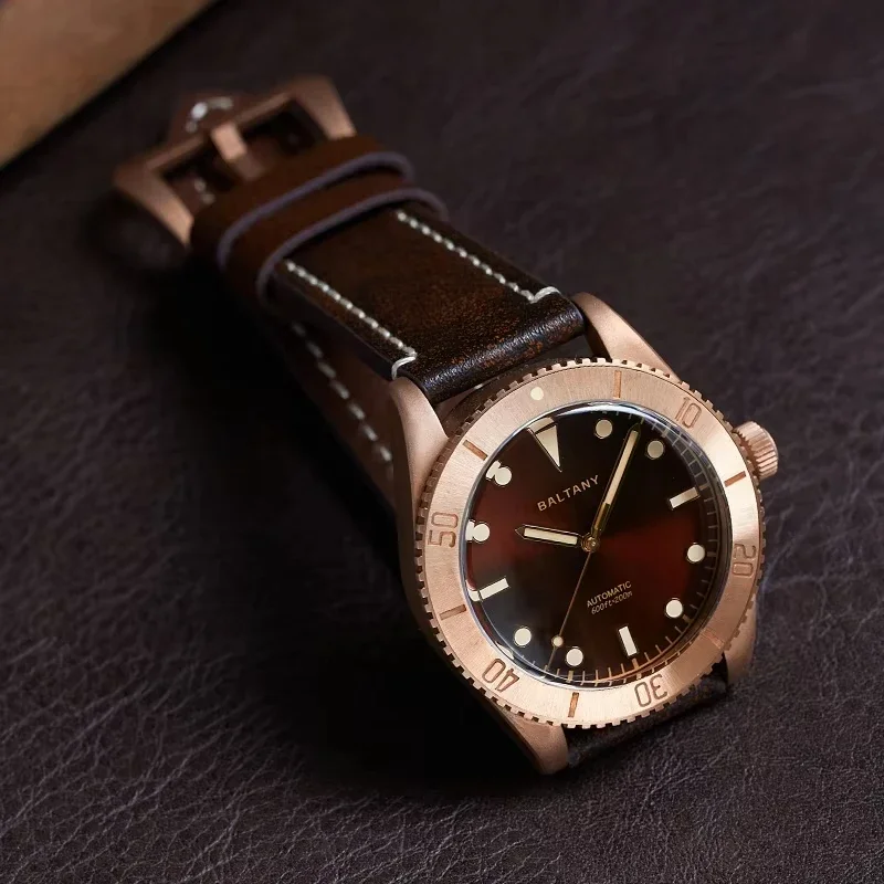 Baltany Bronze Dive Watch 44MM  NH38 200M Waterproof Ghost Automatic Mechanical Military Watches S3016 Vintage Water