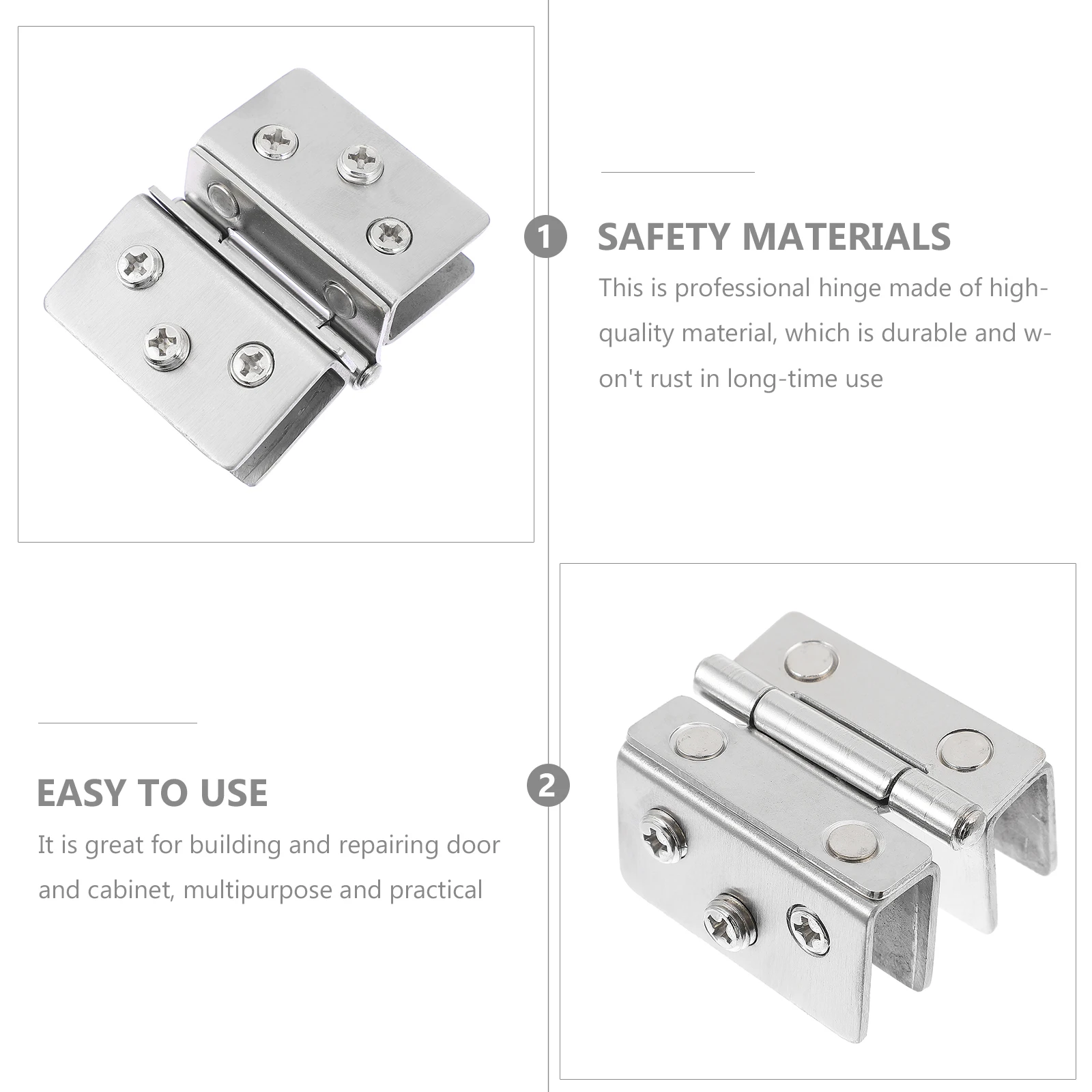 

2pcs Stainless Steel Glass Door Sturdy Double Side Hinge Durable Interior Door Hinge Plate Smooth Surface No Burrs Noiseless