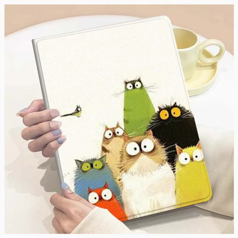 귀여운 만화 고양이 아트 샤오미 레드미 미 포코 패드 2 5 6s 7 7s 울트라 프로 맥스 14 12.4 12.1 인치 소프트 태블릿 케이스 선물