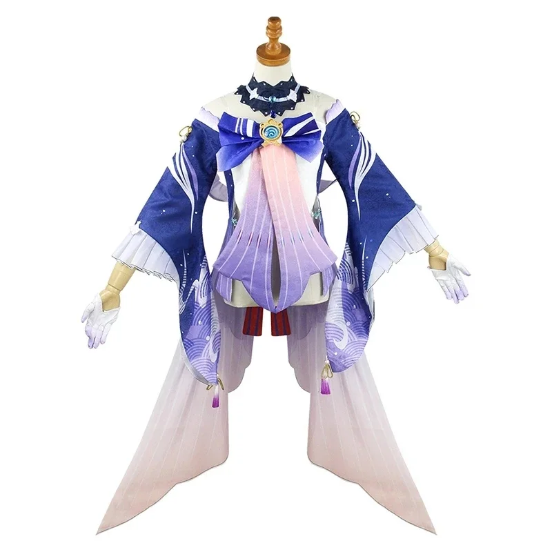 Sangonomiya Kokomi Cosplay Costume, Genshin Impact, Top Tube, Conjunto de vestidos, Roupas com decoração traseira, Peruca