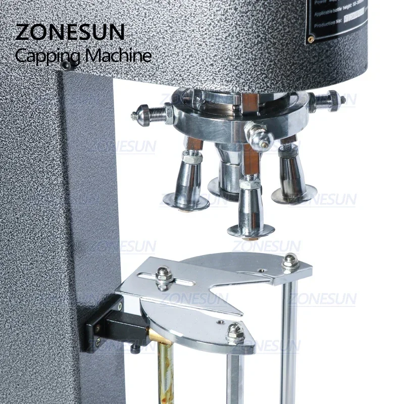 ZONESUN ZS-XG50D Półautomatyczna Maszyna do Zakręcania Zakrętek ROPP na Butelki z Sokiem, Piwem i Napojami, Metalowe Wieczka ROPP