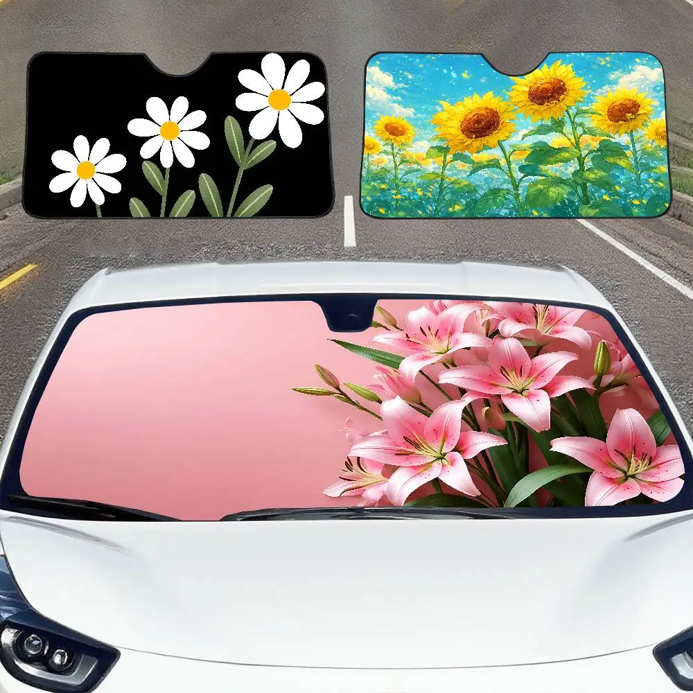 Flower Car SunShade Windscreen Cover Shade Car SunShade UV Rays Car Sun Visor Protector