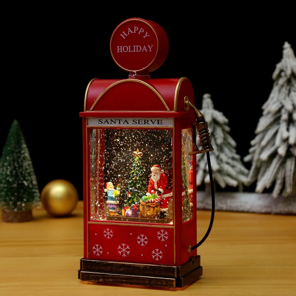 Plastic Resin Christmas Decoration Night Lights Santa Claus Snowflakes Gas Station Music Box Crystal Balls Exquisite Xmas Gifts