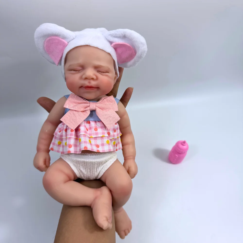 13 Inch Full Body Silicone Pascale Reborn Baby Doll Girl Very Soft and Elastic Solid Silicone Washable Doll Christmas Gift Toy