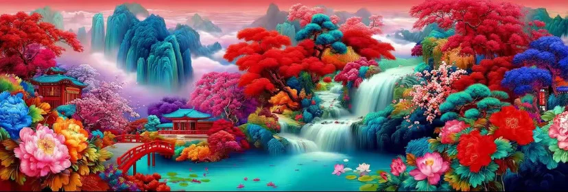 

9CT 14CT Good fortune Landscape Pre-Printed Cross Stitch DIY Embroidery Set Handicraft Floss Needle Crafts