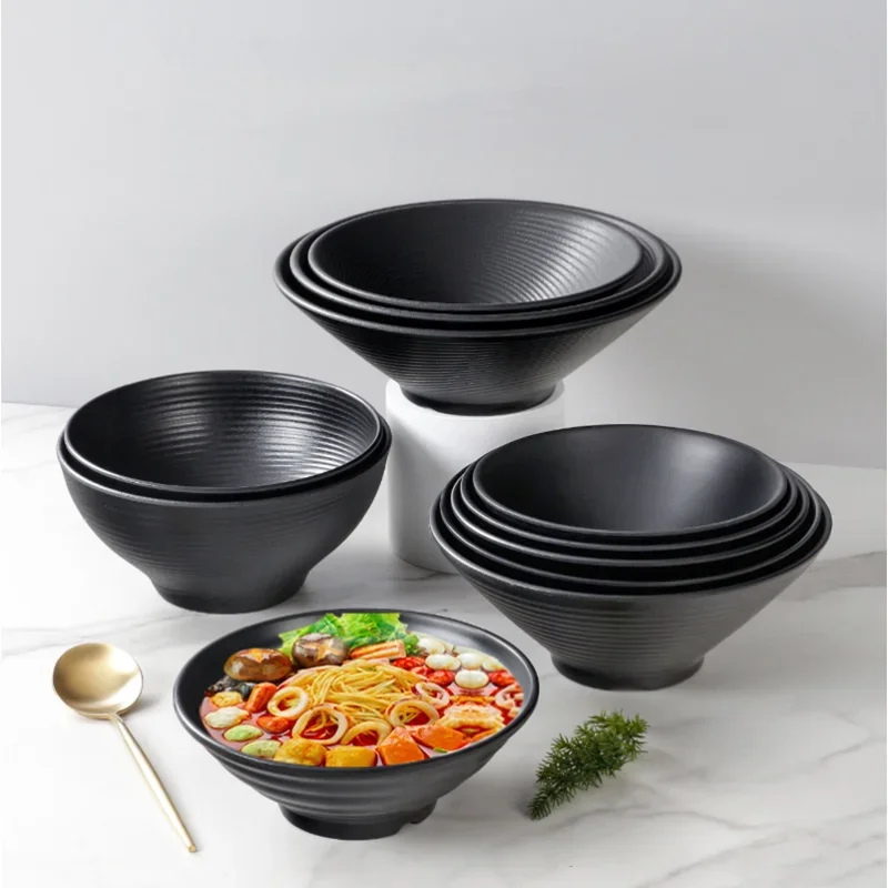 Restaurant Supplies, Black Plastic Bowl, Melamine A5 Tableware, Hotel Rice Bowl, Ramen Bowl, Soup Bowl, KTV Appetizer, Dip