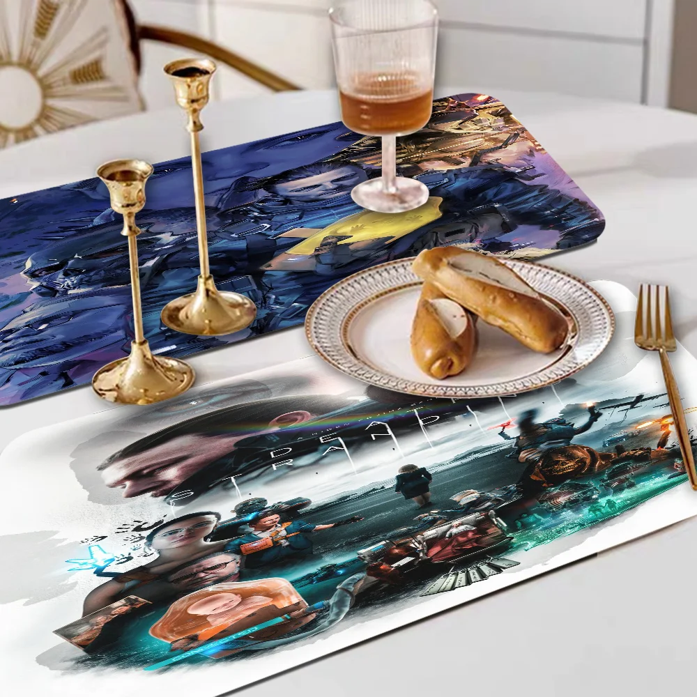 

Game TV Death Stranding Kitchen Countertop Draining Mat Vintage Absorbent Mat Desktop Drying Mat Coasters Washable Tea Table Pad