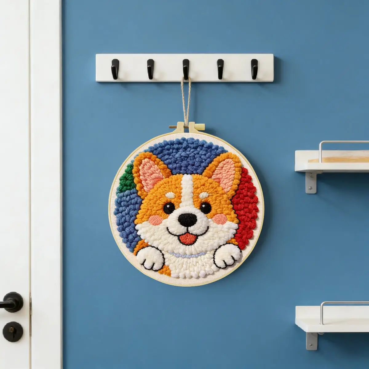 20X20CM/7,87 Zoll Hund Punch Needle Stickerei-Set Kit Stickerei Gestrickte Stickerei DIY Handgemachtes Geschenk Bastelmalerei – Detail 2