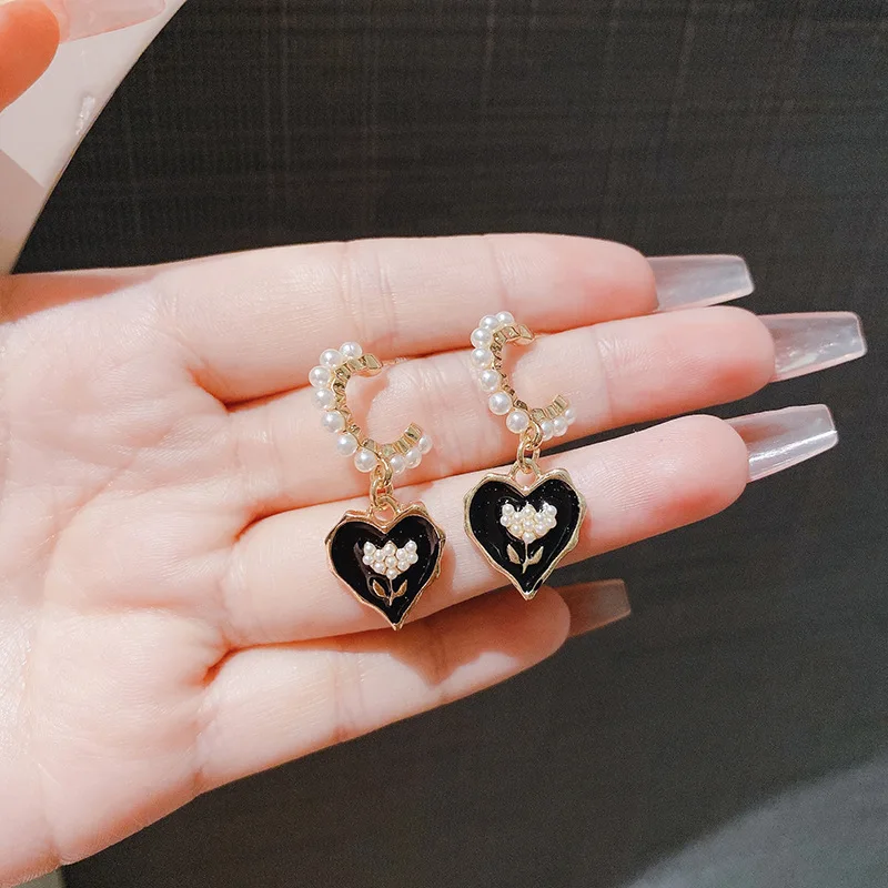 2024 Fashionable Cute Heart Shape Drop Earrings Women Pink Opal Gold Drop Earrings Trends