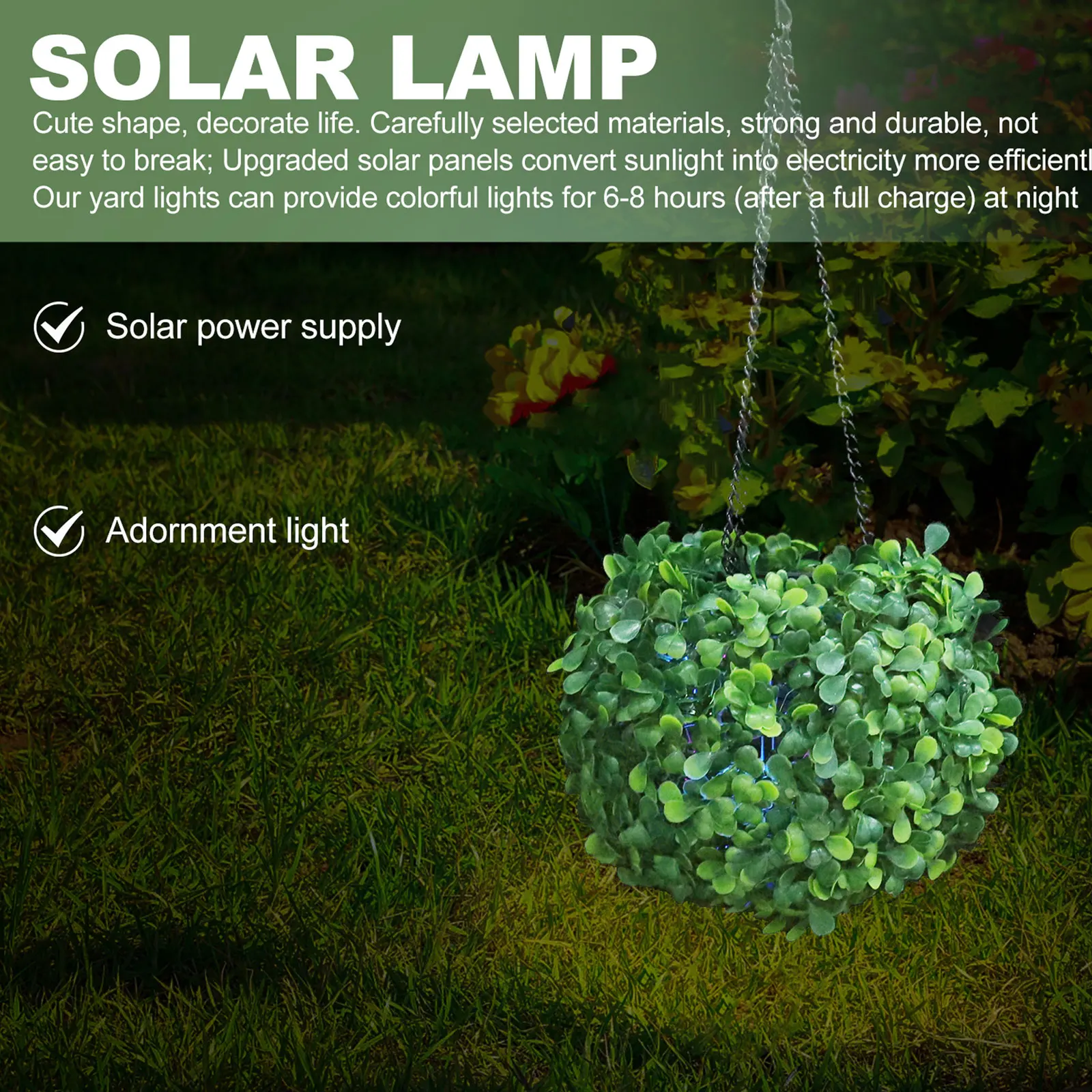 

Colorful Lantern Balls Solar Powered Topiary Lights Plastic Leaves Garden Decor Outdoor LED Flower Sphere Night