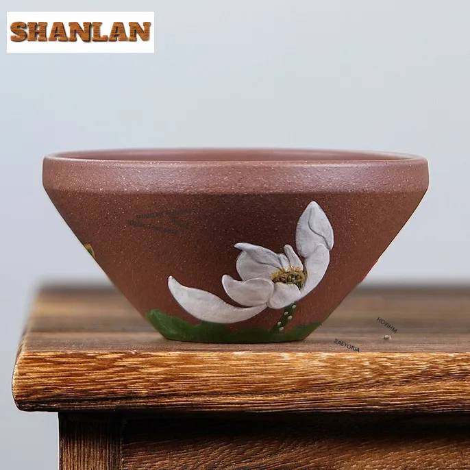 HOYIHM 150ml Yixing Zisha Lotus Fun Teacup Aesthetic Tea Bowl Water Jug Tea-tasting Smelling Cup Jianzhan Master Cups Tea Gifts