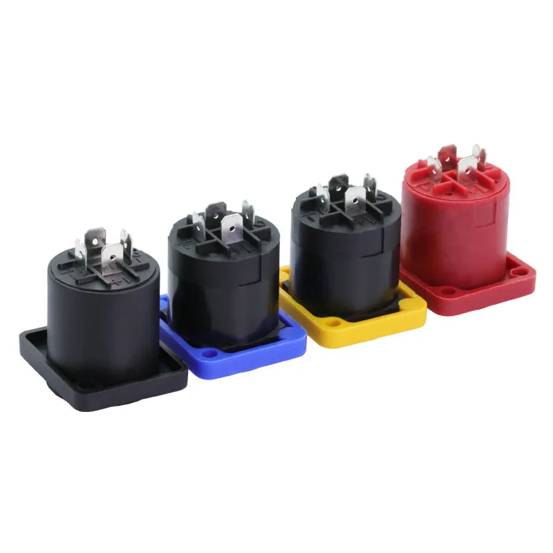 1set 4Poles Speaker Male Plug Adapter +Square Female Panel Mount Socket Compatible with Speakon Amplifier Audio Cable Connector