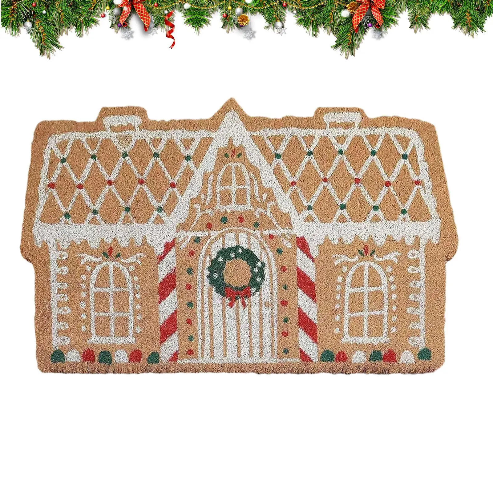Christmas Doormat imitation cashmere Front Door Floor Mat Non-Slip Rug Holiday Decoration Winter Mat for Home Kitchen Bathroom