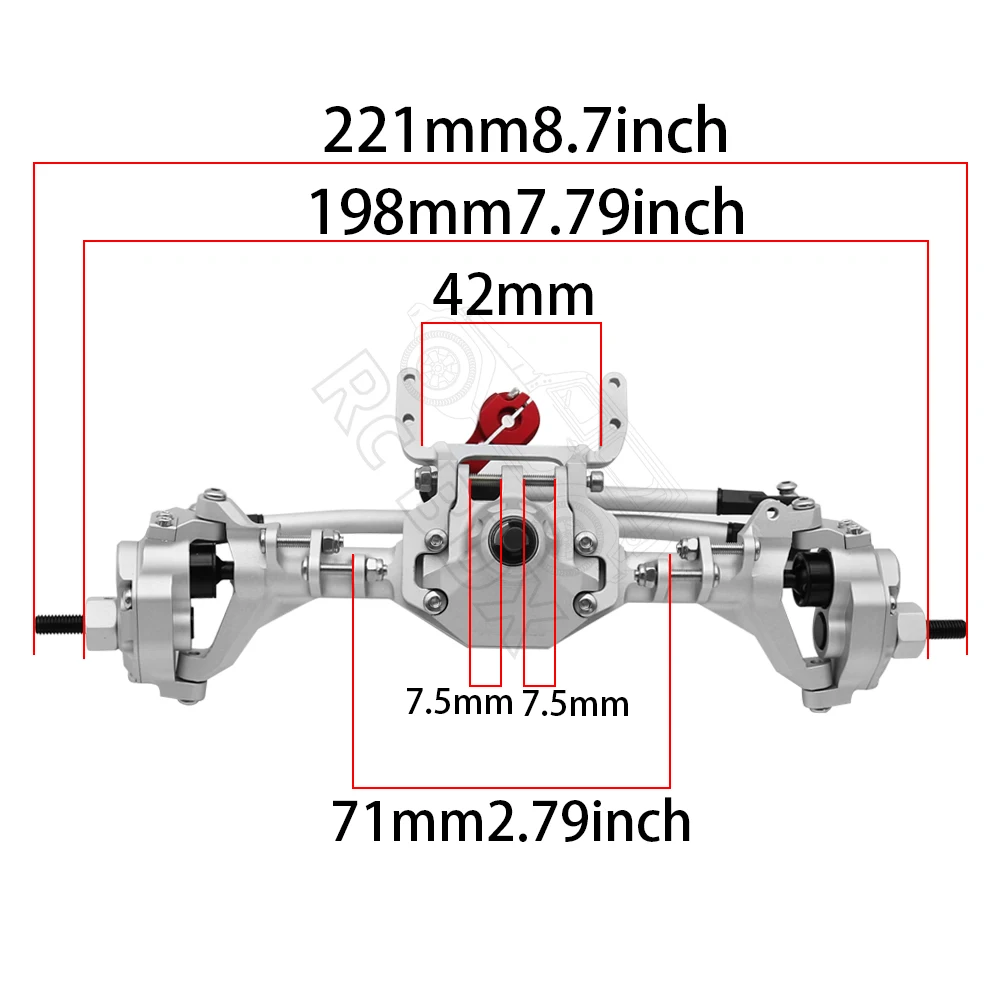 HooCrawler CNC Aluminum Integrated Front Rear Portal Axle Anodized for 1/10 RC Crawler Car Axial SCX10 II RGT 86100 Redcat GEN8