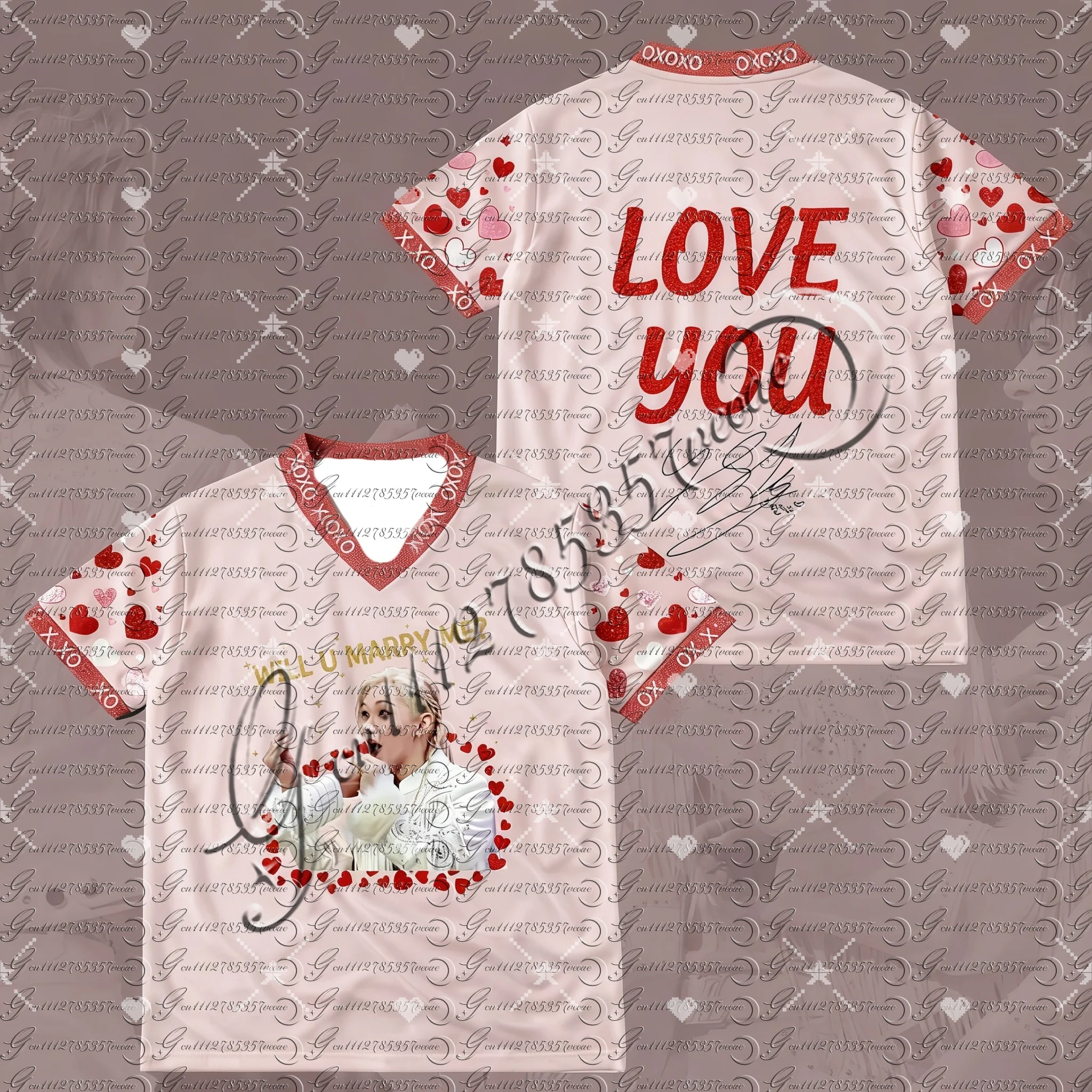 

BLACKPINK Rosé "LOVE YOU" Jersey T-shirt Kpop Rose Print Short Sleeve Tee Blink Fan Merch Casual Streetwear
