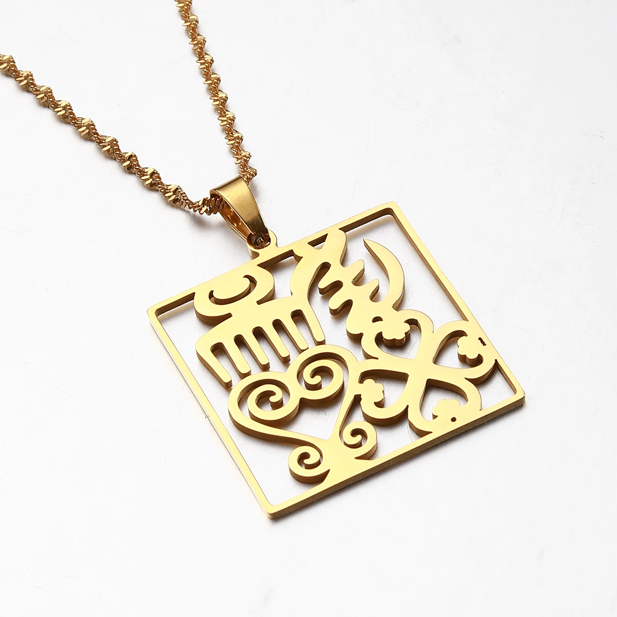 Traditional Symbol African Ornaments Ancient Egyptian Jewelry Adinkra Gye Symbol Ankara Pendant Necklace