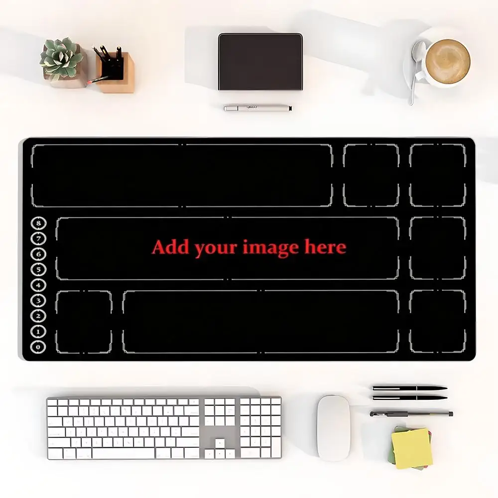 Card Zoning Frame Gray White Line Battle Layout Template mousepad Non Slip Natural Rubber Large Size Table Mat