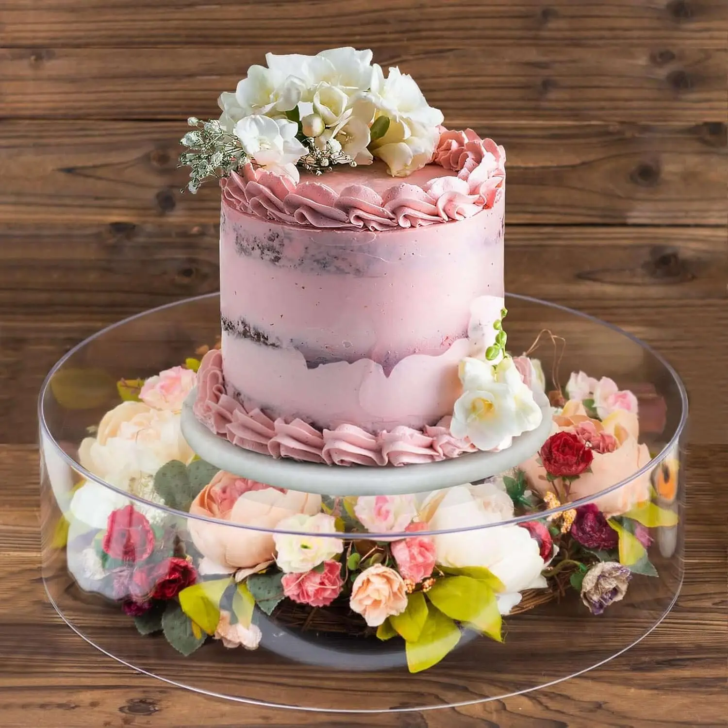 

18" Clear Acrylic Cake Stand, Transparent Fillable Display Box with Hollow Bottom Pedestal