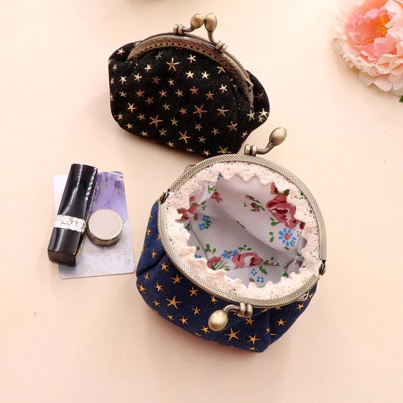 Women Denim Fabric Coin Purses Ladies Star Pattern Mini Wallet Female Hasp Clutch Purse Card Holder Lipstick Storage Gift