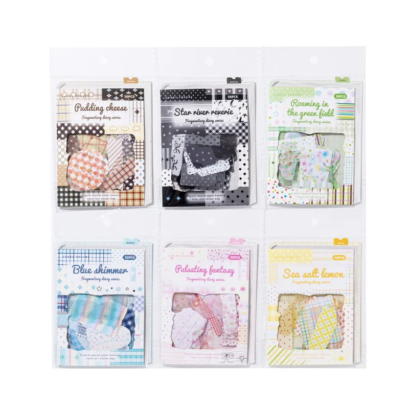 1 Packung/50 Stück Vintage Basic Pattern Tearable Sticker Pack DIY Handmade Album Scrapbooking Dekorationszubehör
