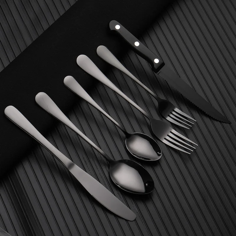 

Stainless steel 1010 cutlery set with knives, forks, spoons, steak knives for 8 people, 48 pieces set