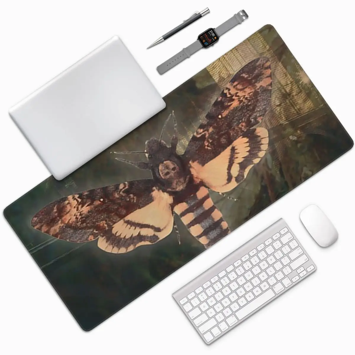 Moth Horror In Forest Large Mouse Pad Computer Keyboard Mouse Mat Gaming PC Laptop Desk Mat Office Accessories Table Mats