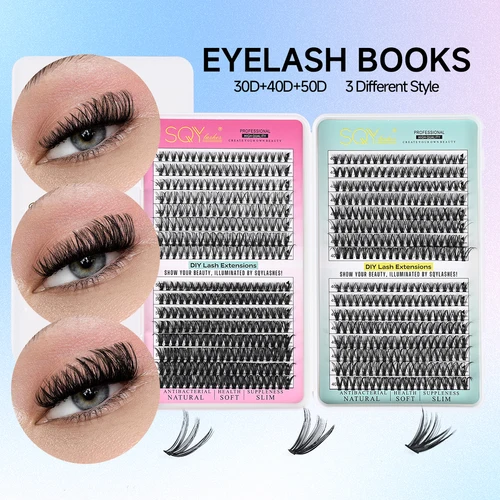 Imagen 2 del producto Libro de pestañas de 32 filas 30D/40D/50D/60D, libro de pestañas individuales, extensiones de racimos, pestañas postizas DIY en casa, pestañas en racimo