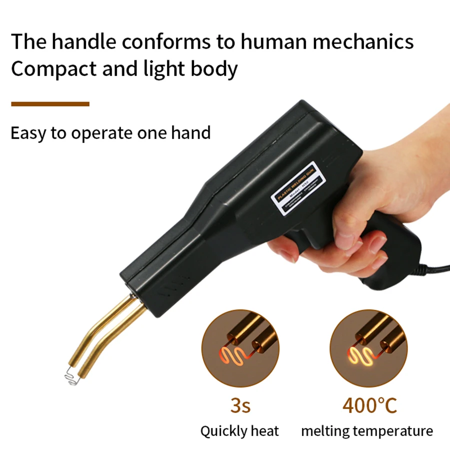 Pistola de reparo de para-choques 50W, equipamento de soldagem de plástico 220V com 4 tipos de unhas de soldagem para reparo de para-choques de carro