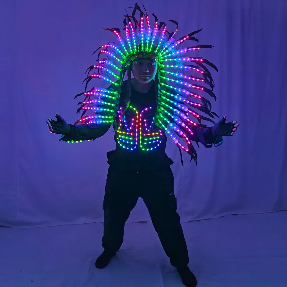 Voll farbige LED leuchtende Rüstung leuchten Jacke leuchtende Kostüme Anzug Bar Dance Team ds Sänger DJ Nachtclub Gogo Kostüm