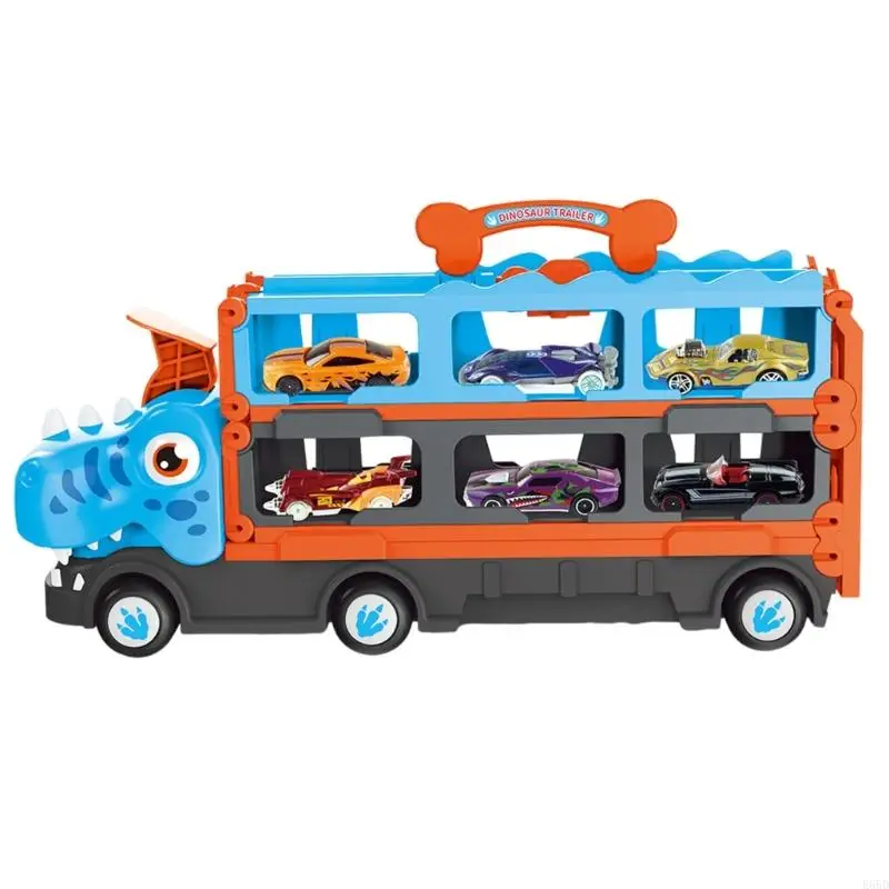 

Dinosaur Transport Truck Toy Children Race Car Toy with Extensible Track E65D