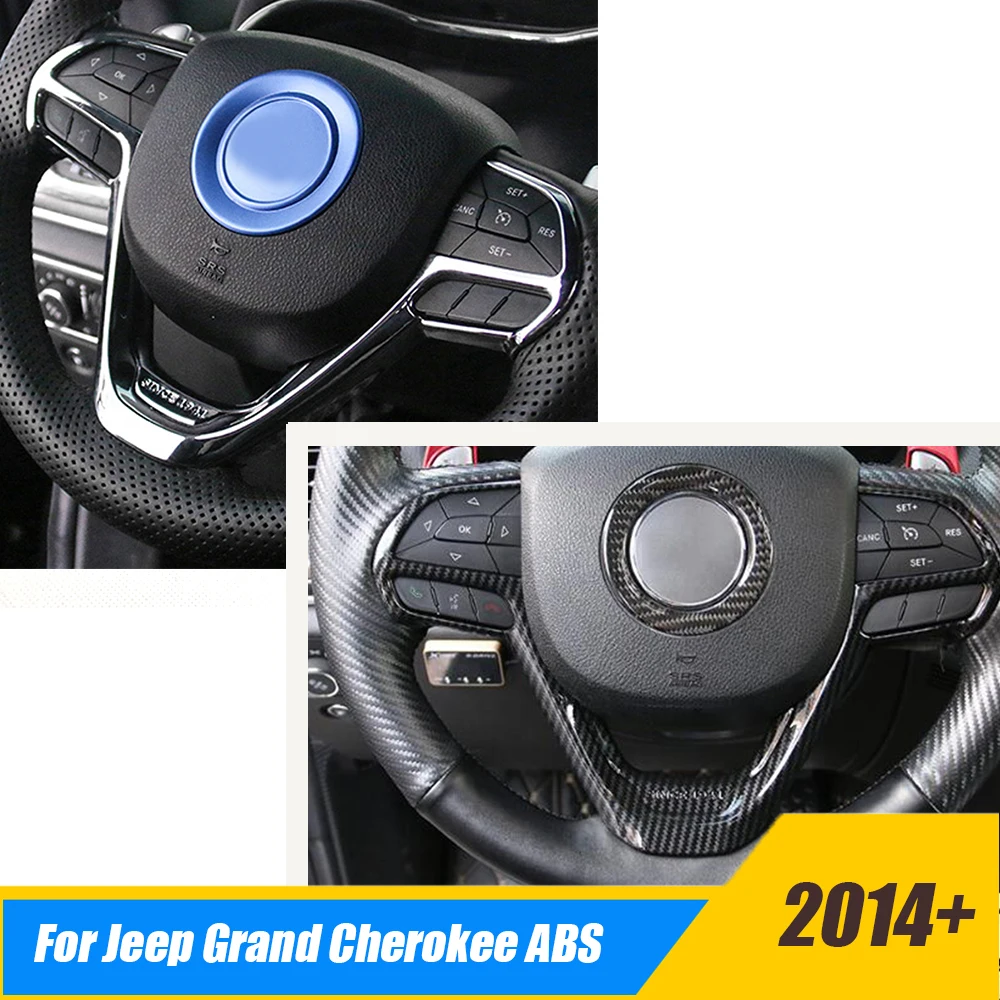 

ABS Plastic carbon For Jeep Grand Cherokee 2014-2017 Car Steering wheel Button frame Cover Trims Car Styling Accessories