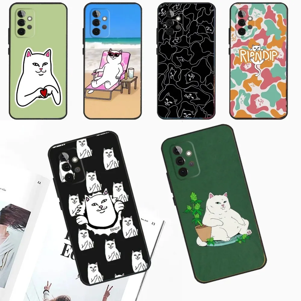 Cat Phone Case For Samsung Galaxy A13,A21s,A22,A31,A32,A52,A53,A71,A80,A91 R-RipndipES-S Soft Black Phone Cover