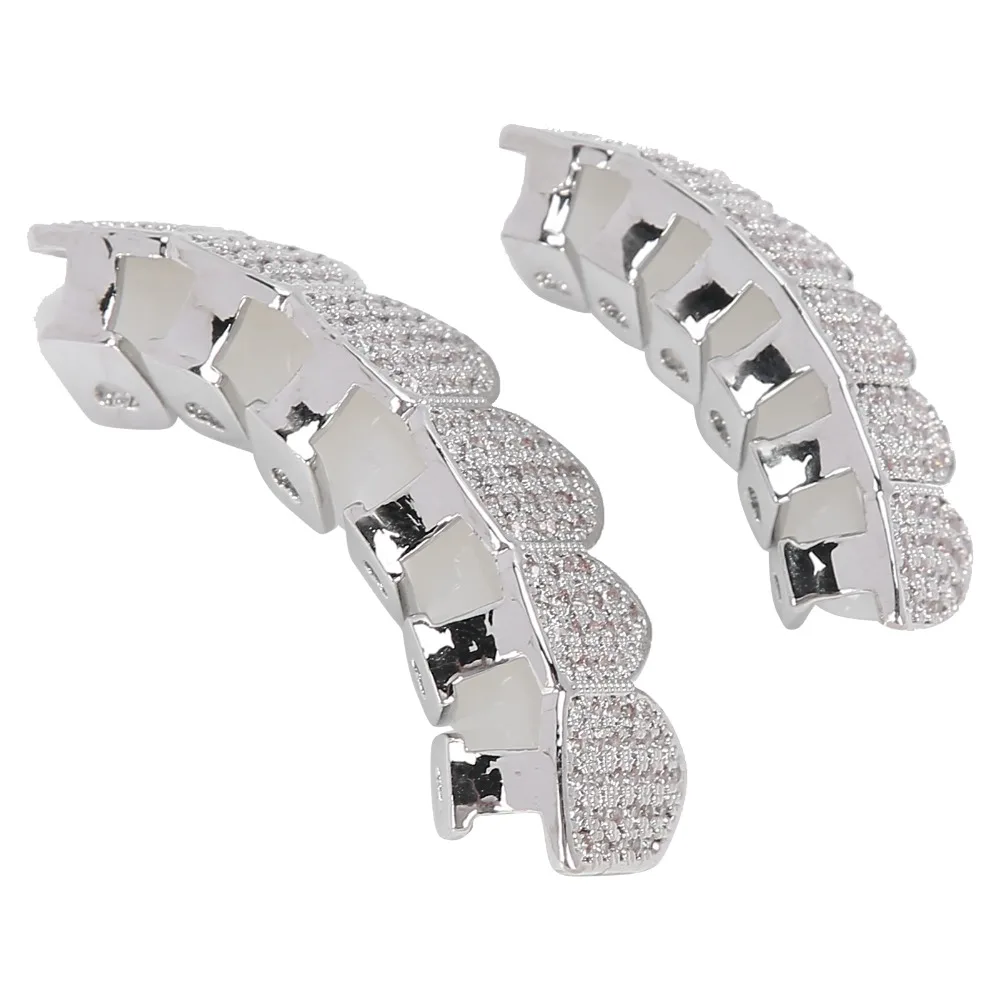 Cold Bling Teeth Decoration Gold Silver Teeth Brace Set Top Bottom Mouth Unisex Dental Fashion Jewelry For Fashion Jewelry
