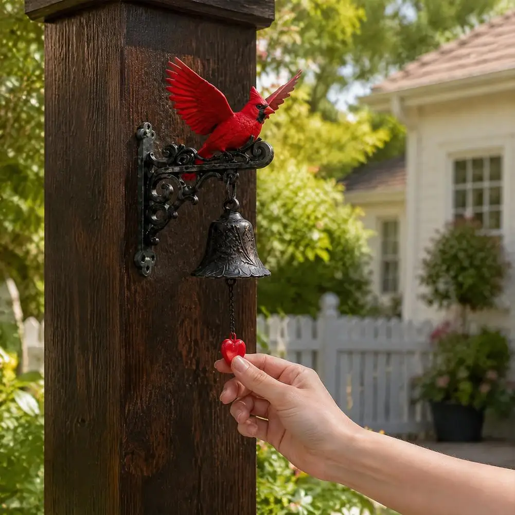 Thoughtful Gift for Ages Resin Door Bell Ornament Bird Garden Bell Vintage Style Wall Mounted Outdoor Dinner Chime Porch Patio