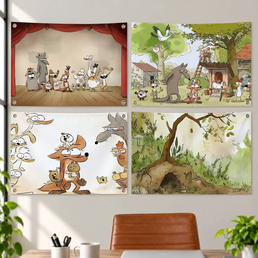Animated Movie The Big Bad Fox and Other Tales Aesthetic Wall Tapestry Flag Printed Wall Hanging Living Room Party Outdoor Decor