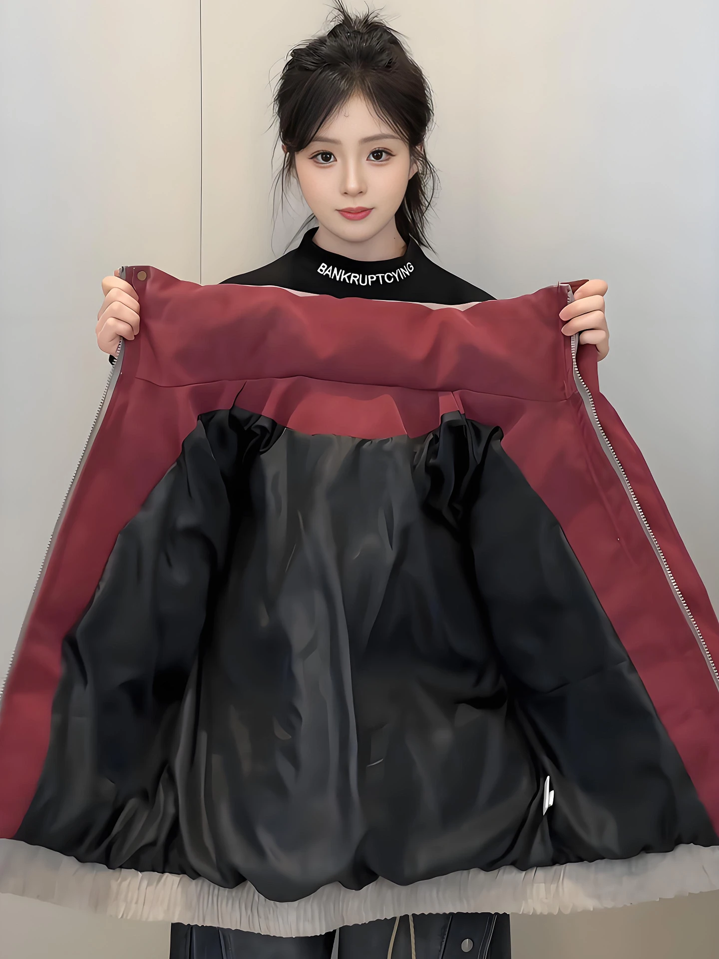 

American Dyed Color Blo Workwear Jaet Men's Winter Tee Proof PU Leather ort Sle No Cap Stand Collar down Cotton Coat