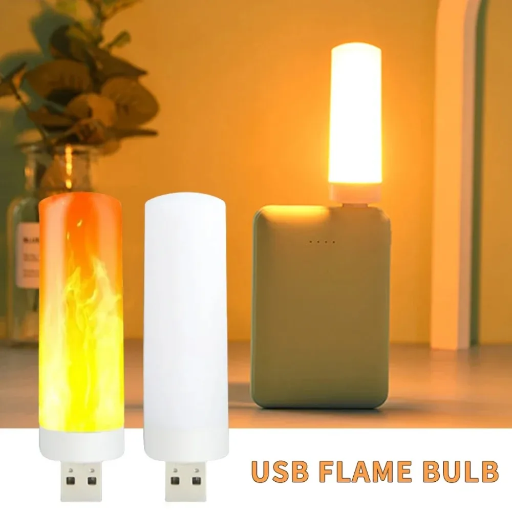 USB LED Flame Light Night Lamp Simulated Flame Bulbs Night Flame Light Effect Bulbs Candle Lights Flickering Candles Decor