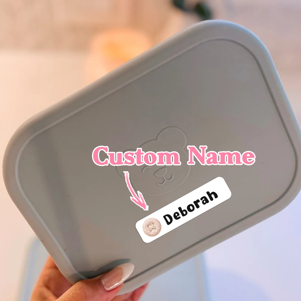 Custom Flower Name Sticker,Transparent Waterproof Stickers for Kids,diy Name Labels for School Bag Bottles Box Mug Uniform view 3