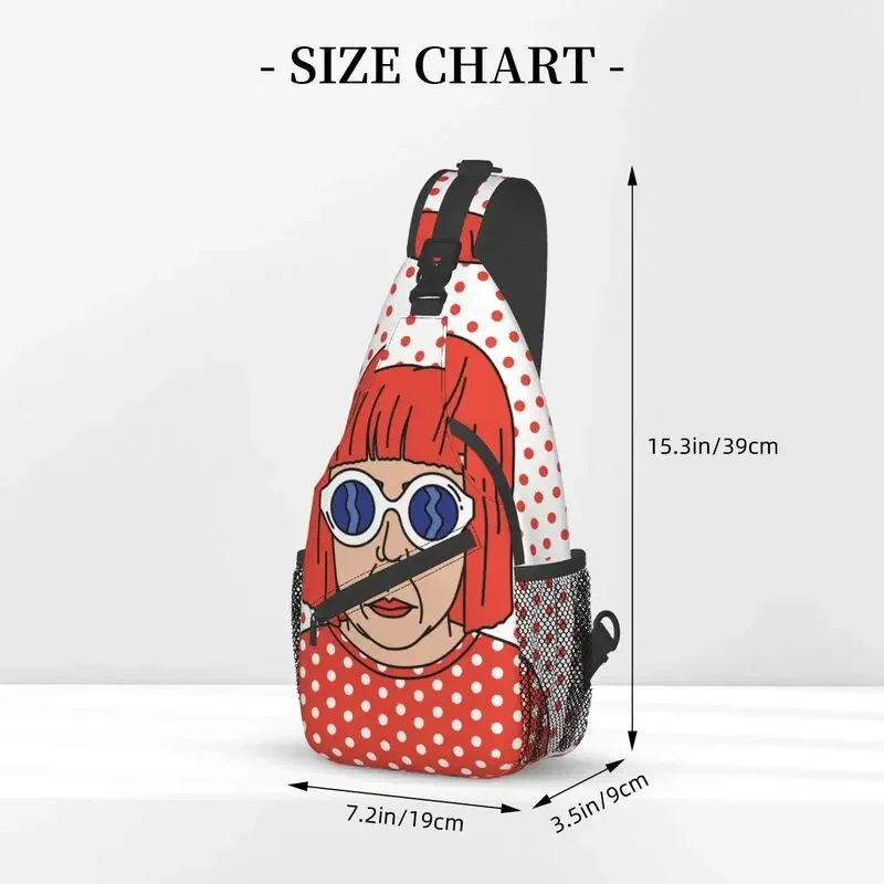 Yayoi Kusama Self Portrait Sling Peito Bolsa Crossbody para Homens, Moda Mochila de Ombro para Camping, Biking