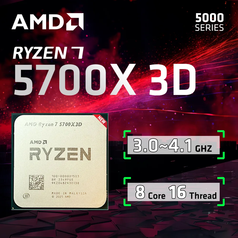 nieuwe AMD RYZEN ™   7 5700X3D 100% Gloednieuwe CPU Gaming Processor 8-Core 16-Draad 4.1GHz 7NM 100MB Game Cache Socket AM4 GEEN VENTILATOR