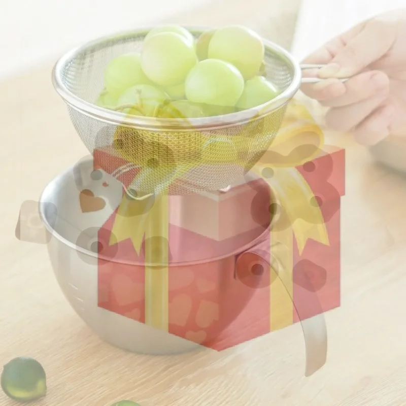 【HG】1/2/3/4PCS Stainless Steel Mixing Bowl With Scale, Handle, Filter, Multi Functional Set, Used For Mixing Pasta, Egg Cream
